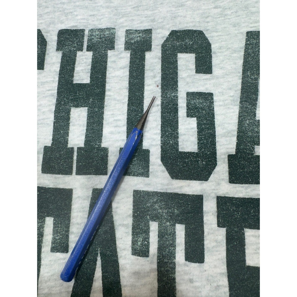 Vintage Michigan State University Gray 90s Shirt Single-Stitch Size XL Spell Out - Picture 7 of 12